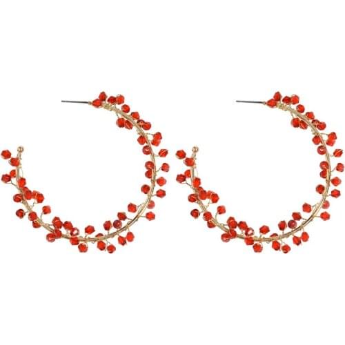 Find Me C-shape Stud Earrings Creative Red Acrylic Beads Alloy Earrings 2020 New Fashion Jewelry Accessories for Women
