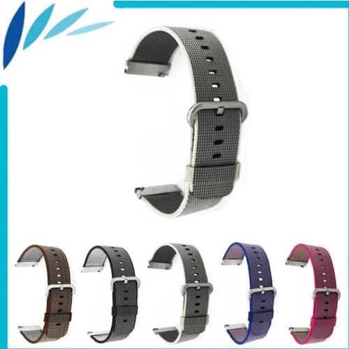 Nylon Watch Band 22mm Universal Watchband Stainless Steel Pin Clasp Strap Wrist Loop Belt Bracelet Black Brown Grey + Spring Bar