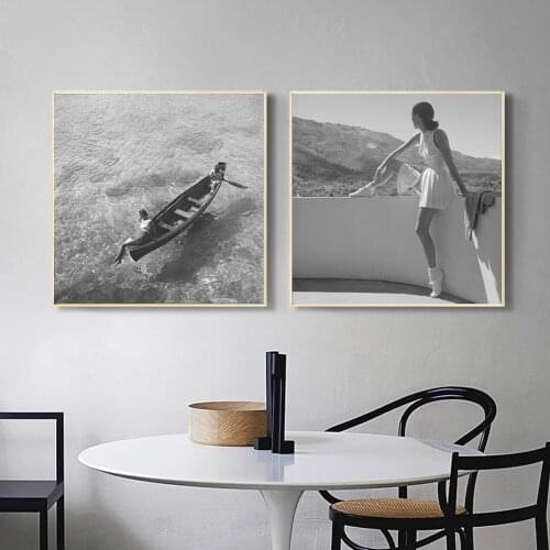 Nordic Art Women Landscape Home Decor Canvas Painting Bedroom Living Room Wall Poster Modern Black and White Photography Picture