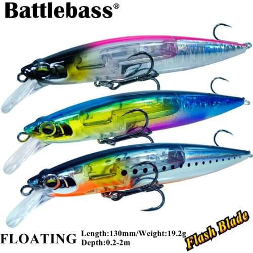 BATTLEBASS 130mm 19.2g Minnow New Hot Model Professional Quality Fishing Lures with Flash Blade Hard Floating Wobblers Crankbait