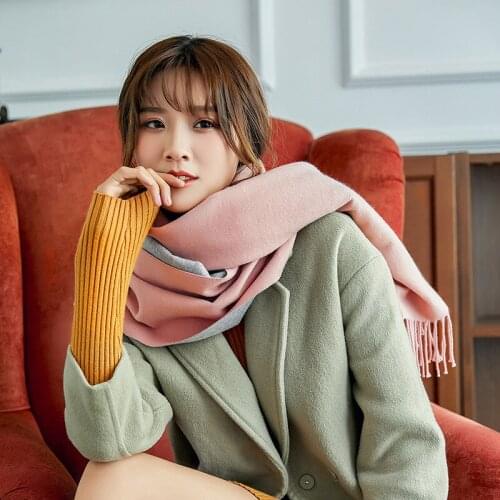 Autumn and Winter 2019 Warm Scarf, Korean Double-sided Solid Color Long Student Scarf Shawl. Cold Proof Imitation Cashmere 3004