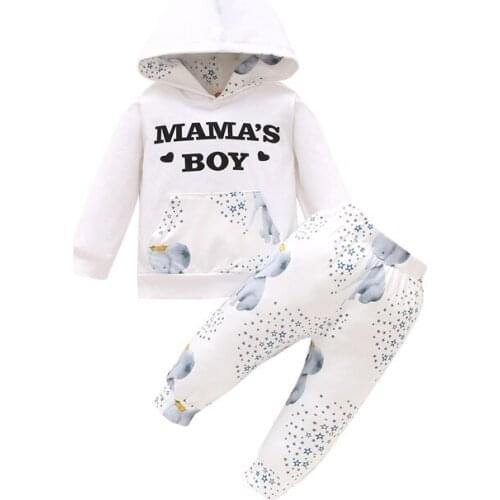 2020 Pudcoco 0-18M Newborn Infant Baby Boy Girl Autumn Clothing Suit Long Sleeve Letter Printed Hoodie Animal Pants Outfit Sets