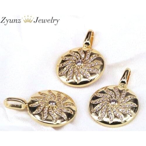 10PCS, Fashion Flower Charms Pendants for Necklace DIY Jewelry Making Gold Color Crystal Zirconia Pendants Jewelry Findings