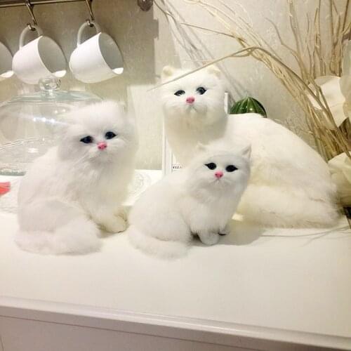 Realistic Cute Simulation Stuffed Plush White Persian Cats Toys Cat Dolls Table Decor Kids Boys Girls Xmas Gift