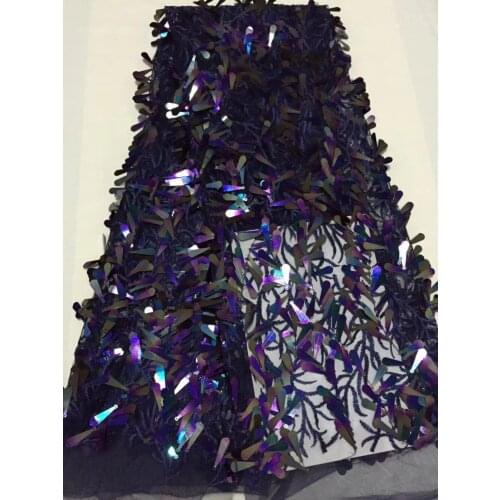 Luxurious 3D Big Multicolor Sequins Design African Tulle Lace Fabric With Sequins Heavy French Lace 5 Yards Enough For Wedding