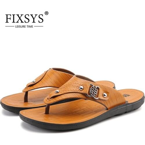 FIXSYS New Mens Flat Sandals Summer Breathable Beach Shoes for Man Lightweight Slippers Outdoor Flip Flops Zapatos De Hombre