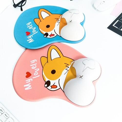 Cute Corgi Dog 3D Mouse Pad Ergonomic Soft Silicon Gel Anime Mousepad With Wrist Support Mouse Mat For Girls Gift