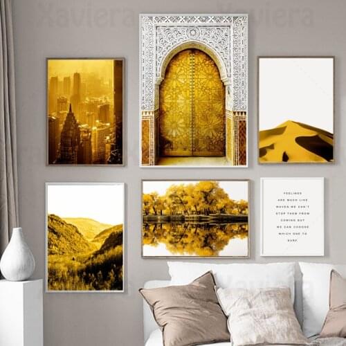 Nordic Morocco Door Forest Plant Desert Canvas Painting Modern Art Posters Pictures Home Decoration Living Room Frameless Mural