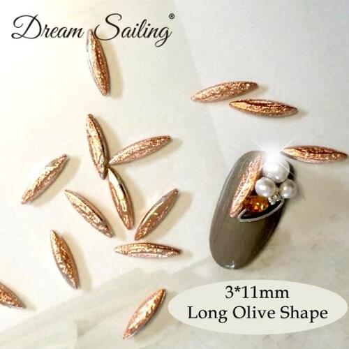 Nail Art Decoration 3D Olive Shapes Wrinkled Golden Silver Champagne DIY Rhinestones New Year Gift Christmas Nail Accessories