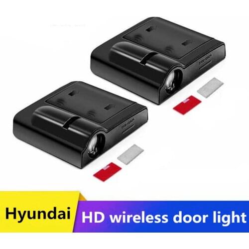 2pcs LED Car Door Welcome Light Projector Logo For Hyundai ix35 i30 i20 i40 Tucson Mistra Sonata Elantr Kona Hybrid Ioniq Santa