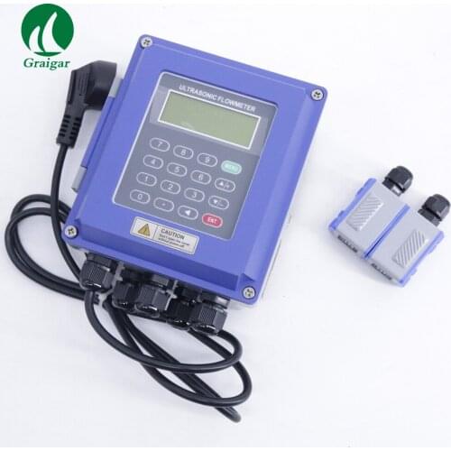 TUF-2000B Digital Ultrasonic Water Flowmeter Wall Mounted Clamp On TS-2 Small Size DN15mm-100mm Ultrasonic Liquid Flow Meter