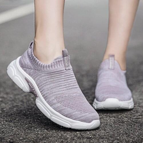 Casual Shoes Female Ladies Vulcanized Shoes Mesh Slip On 3-5CM Wedges Round Toe soft Retro Comfortable Breathable shoes woman