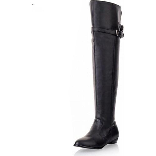Big Size Over the Knee Boots for Women Belt Buckle Snow Shoes Woman Warm Winter thigh high Boots Wedges Botas Mujer XKD2121