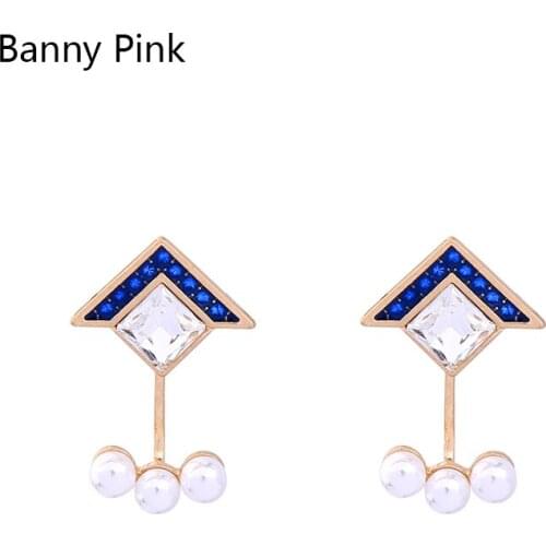 Free Wear Alloy Triangle Pendant Studs Earrings For Women Elegant Imitation Pearls Studs Earrings Fashion Jewelry Pendientes