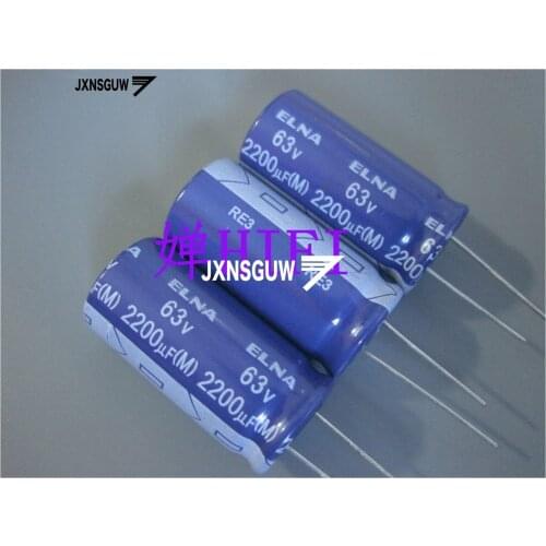 10PCS ELNA RE3 63V2200UF 18X35MM blue robe audio Aluminum electrolytic capacitors 2200uF/63V 85 degrees 2200UF 63V