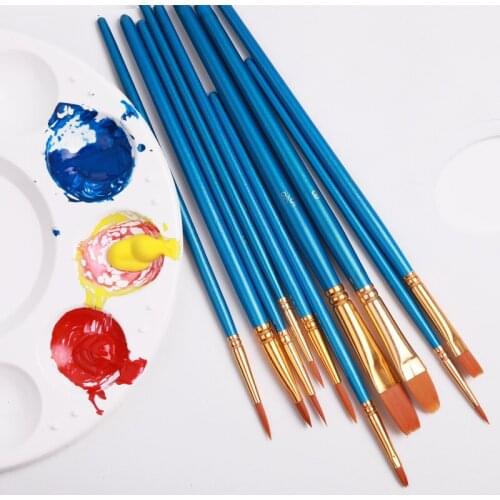 10 Pieces Light Blue Different Sizes Watercolor Pen Professional Oil Painting Pens for Nail Face Body Painting Hot Sale