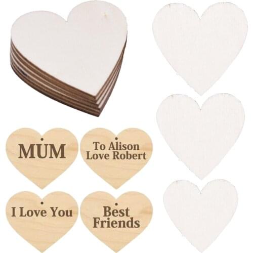 3/4/5 cm Natural Wood Hearts Slices for Craft Unfinished Wooden Heart Embellishment Ornament Wedding Valentine Diy Arts Supplies