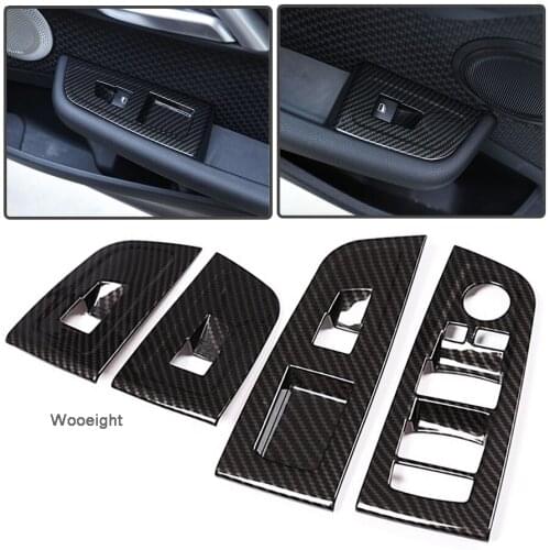 Wooeight 4Pcs Car Window Switch Lift Button Frame Cover Trim Fit For BMW 1 Series Sedan 2017 2018 2019 Car Interior Accessories