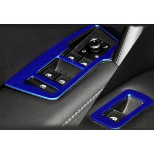 4pcs/set Interior Door Armrest Trim Window Lifter Button Switch Cover For Volkswagen VW Tiguan 2017-2020 L stainless Accessories