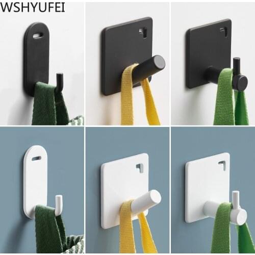 5PCS Space Aluminum No Punch Bathroom Hooks for Kitchen Door Wall Hanger Wall Hooks Hanger Self Adhesive Robe Towel Hook