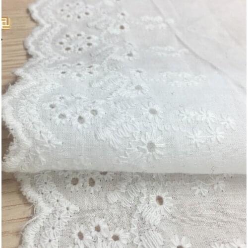Free Shipping 5 Yards Pure White 100% Cotton Cloth Embroidery Lace Trim Cloth Lace Fabric 12cm Width