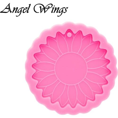 Shiny Resin Sun flower Keychain Mould, Sunflower Silicone Molds, Clay Molds , Epoxy Mold DIY Jewelry, Not sticky DY0761