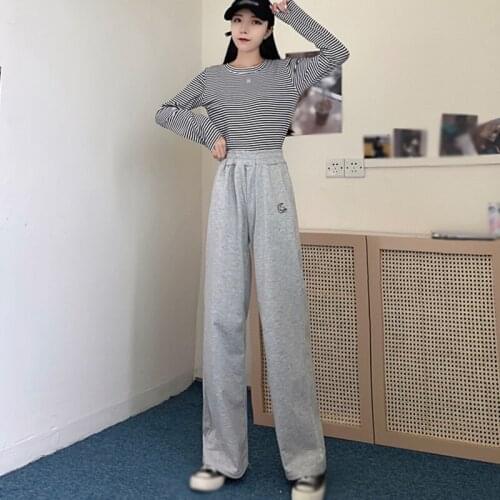 Harlem Pants Spring Autumn Women Korean Loose High Waist Sweatpants Casual Sports Grey Black Lantern Cotton Pants