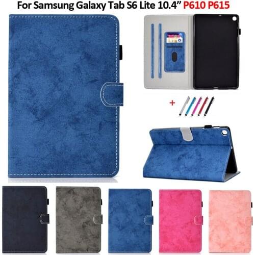 Case for Samsung Galaxy Tab S6 Lite 10.4'' 2020 P615 SM-P610 SM-P615 Cover Funda Stand Wallet Shell Capa for Tab S6 Lite + Gift