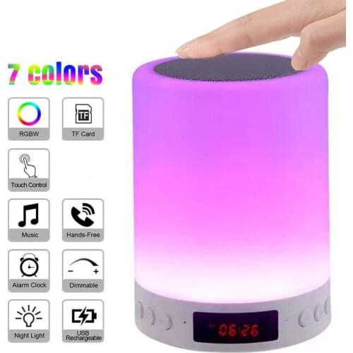 Colorful Night Light Bluetooth-compatible Smart Portable Table Bedside Lamps Alarm Clock Digital Light LED Luminaria Music