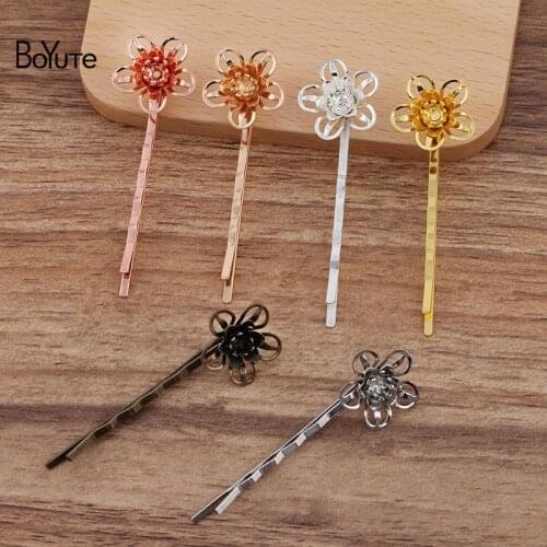 BoYuTe (10 Pieces/Lot) 18*7MM Flower Hairpin Factory Supply DIY Hair Accessories Handmade Materials