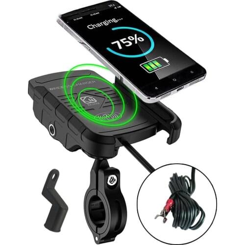 YPAY motorcycle phone holder bracket 15W wireless charging handlebar rearview mirror mount 3.5-6.5 inch phone charger bracket
