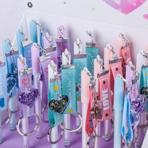Ellen Brook 1 PCS Gel Pens Cartoon Pendant Heart Love Gel-Ink Pens For Writing Cute Stationery Office School Supplies