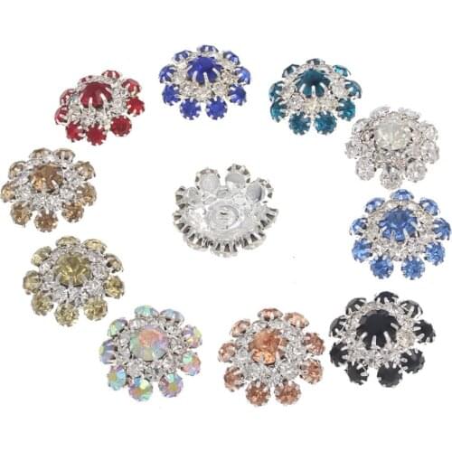 Rhinestone Shank Crystal Buttons for Clothing DIY Metal Sewing Bouton Silver Bottoni Garment Botones for Craft Decorativos 10pcs