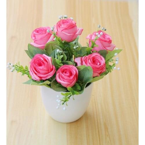 Artificial Bonsai Fake Rose Flower Plant Pot Home Garden Party Table Decoration