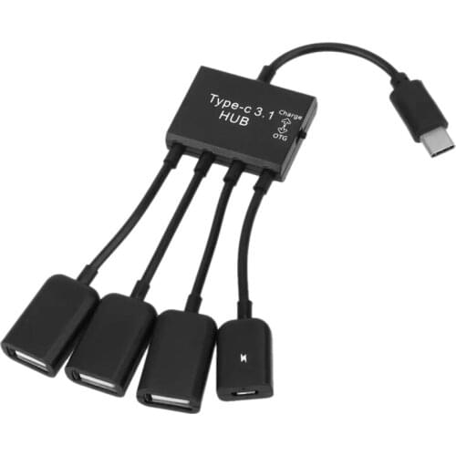 OTG Cable Hub Adapter 5.0Gb/S USB Type-C 3.1 to 4 Ports for Mobile Phone MAC BOOK Laptop Tablet