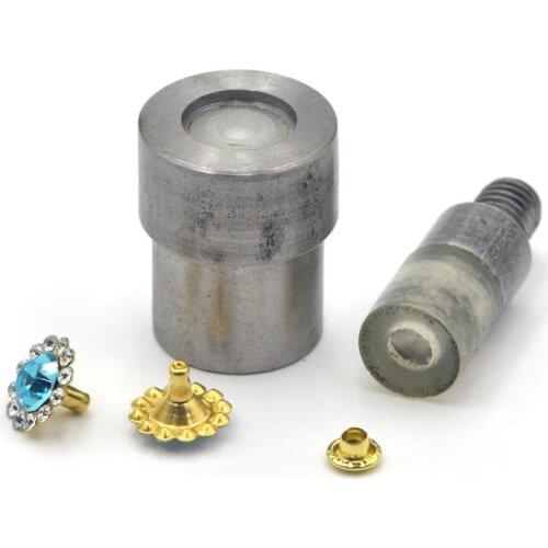 KALASO 1Set Hand Press Die Mould Tool for 11mm Glass Crystal Double Cap Rivet