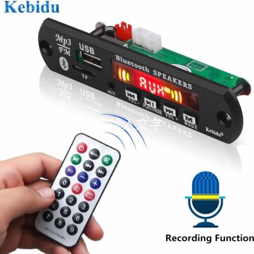 KEBIDU 2 x 3W Amplifier Bluetooth5.0 MP3 WMA WAV Decoder Board Hands-free with Recording Function USB/FM/TF/AUX Audio Module