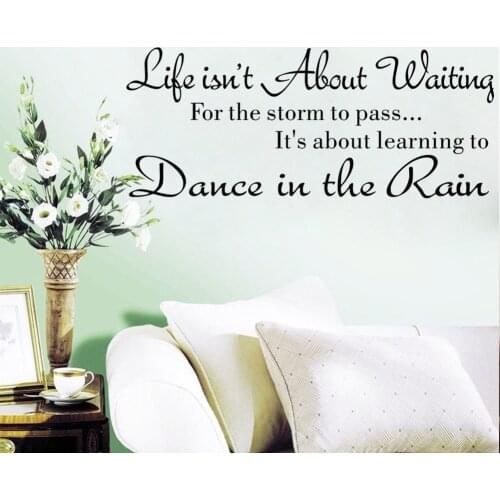 Creative Fashion Text Life Isn't About Waiting Wall Stickers Quote Dancing In Rain Wall Decal Words Livingroom Simple Mural #LR3