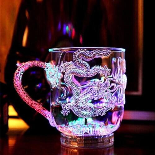 Creative Chinese Dragon Shape Luminous Beer Cup LED Inductive Flashing Light Party Decor Present Gift Wedding Bar Glowing Toys