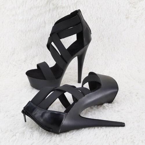 Leecab 6Inch/15cm cross lace upper with zipper High Heels Party Platform Pole Dancing Dancer Sandals
