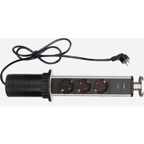 Dual USB 3 Port Multi-functional pop up power socket Electrical Tensile Power Outlet Universal Wall Socket EU Plug