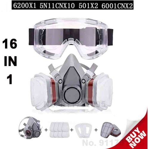 6200gas mask Reusable Half-Face Mask With Safety Glasses, Paint Mask, Machine Polishing, Welding And Other Work Protection Masks