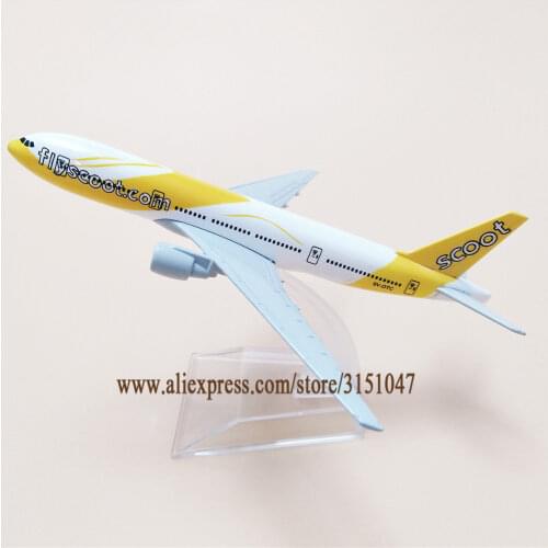 Alloy Metal Air Singapore Flyscoot Airlines B777 Airplane Model Singapore Boeing 777 Airways Plane Model Aircraft Kids Gift 16cm