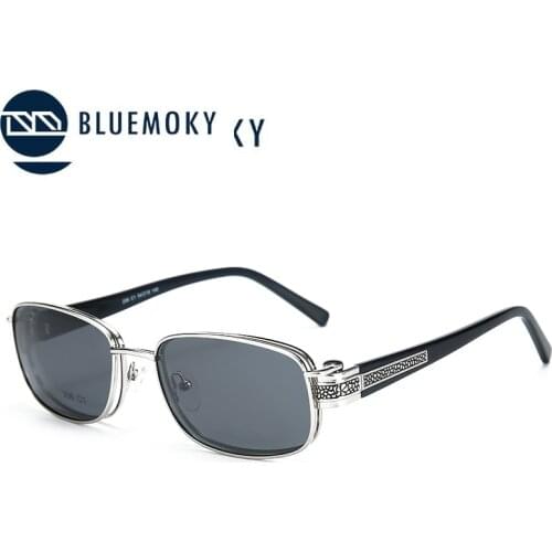 BLUEMOKY Vintage Steampunk Clip On Sunglasses Women Men Fashion Square Removable Flip Lens UV400 Polarized Driving Sun Glasses