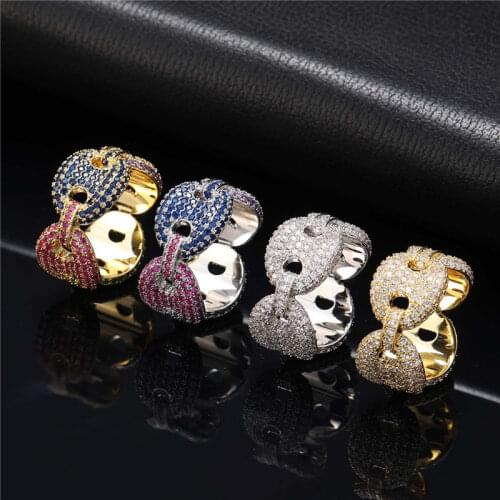 Mens Ring Hip Hop Jewelry Iced Out Link Chain Fashion Bling Rings 4 Colors AAA Cubic Zirconia Rings
