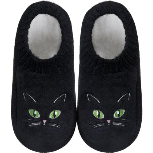 Slipper Socks for Women/Winter Plush Non-Slip Fleece-Lined Animal Series House Slippers/Cat Lady Gifts for Women Knit