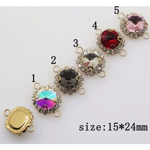 New hot 10 sets of 15*24mm round Diy jewelry accessories rhinestone glass flat wedding invitations necklace jewelry Can be mixed