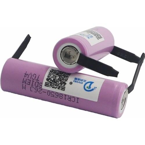 New DIY DVISI 2Pcs 3.7V 2600mAh 18650 Rechargeable Battery with Nickel sheets for Sumsung ICR18650 26J Wholesale