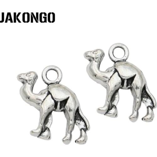 JAKONGO Tibetan Silver Plated Camel Charms Pendant for Jewelry Making Bracelet Accessories DIY Handmade 15x16mm 20PCS/lot