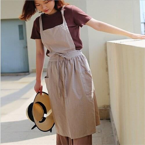 Useful Skirt Apron Brief Nordic Skirt Cotton Linen Apron Coffee Shops And Flower Shops Work Cleaning Aprons For Woman Washing
